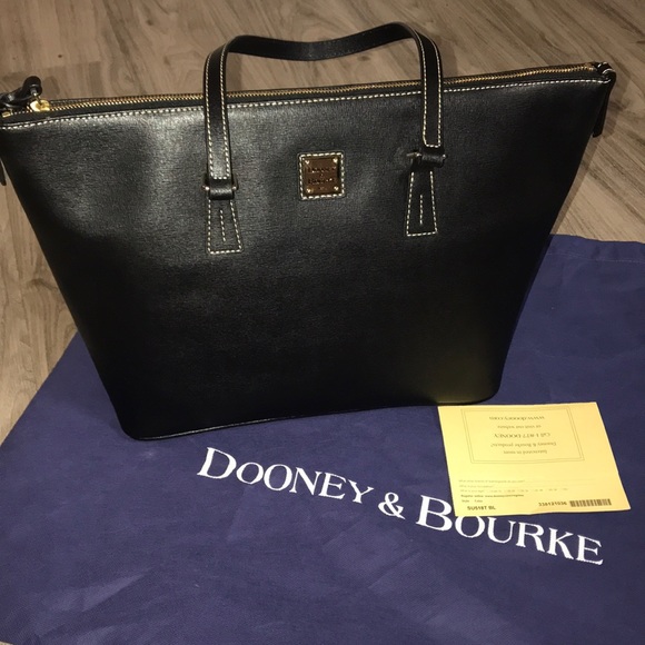 Dooney & Bourke Handbags - Dooney & Bourke Saffiano Leather Zip Top Shopper